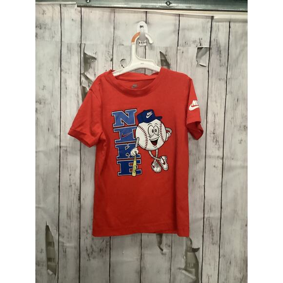 Nike Toddler Boy Crew Neck Short Sleeve Picante Red Graphic Baseball Tee Sz 3T - Picture 1 of 5